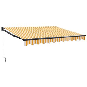 vidaXL Auvent rétractable jaune et blanc 3x2 5 m tissu et aluminium