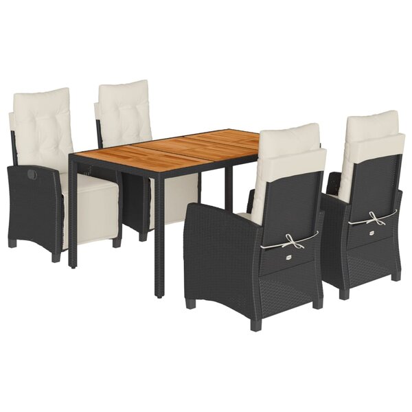 vidaXL Ensemble à manger de jardin coussins 5Pièces Noir Résine tressée