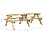 vidaXL Table de pique-nique et bancs 220x122x72cm Bois de pin imprégné