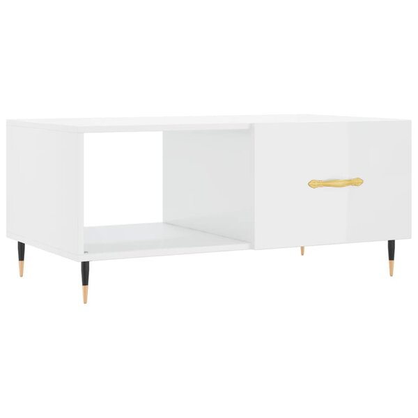 vidaXL Table basse Blanc brillant 90x50x40 cm Bois d'ingénierie