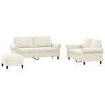 vidaXL Ensemble de canapés 3 Pièces avec coussins Crème Velours