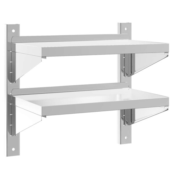 vidaXL Étagère murale à 2 niveaux 50x30x48 cm argenté acier inoxydable