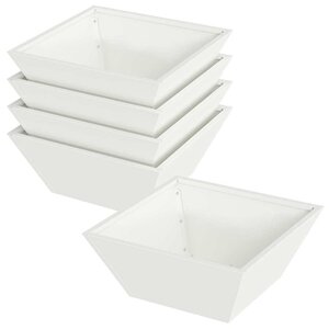 vidaXL Pot de jardin en forme de bol 5 Pièces Blanc 40 x 40 x 15 cm Acier