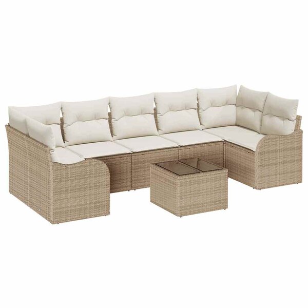 vidaXL Ensemble de canapé de jardin avec coussin 8 Pièces Beige et crème
