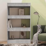 vidaXL Bibliothèque/séparateur de pièce gris béton bois d'ingénierie
