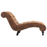 vidaXL Chaise longue Marron Similicuir daim