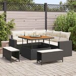vidaXL Ensemble de canapé de jardin 8 Pièces Noir polyrotin