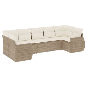 vidaXL Salon de jardin avec coussins 7 Pièces beige résine tressée