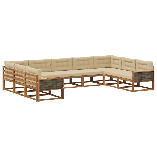 vidaXL Ensemble de canapés d'extérieur 9 pc Naturel et Beige