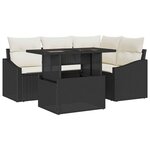 vidaXL Ensemble de canapé de jardin 5 pc Noir et Crème polyrotin