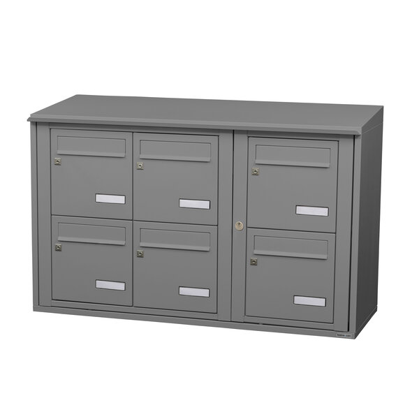 Bloc collectif Leabox 3x2  grade 3  simple face  extérieur  fixation murale  gris poussière ral 7037 finition brillante