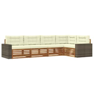 vidaXL Ensemble de canapés d'extérieur 5 pc Naturel et Crème Polyester