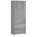 vidaXL Buffet haut Sonoma gris 69 5x34x180 cm Bois d'ingénierie