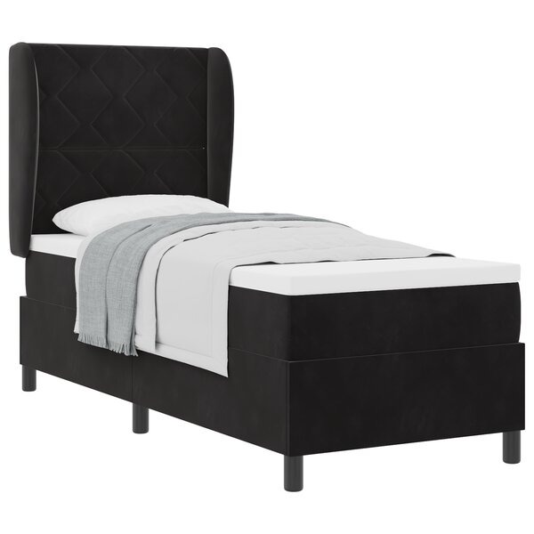 Lit à ressort vidaXL avec matelas Noir 80x200 cm Velours