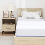 vidaXL Matelas Blanc et Bleu 70 x 200 cm Mousse à mémoire de gel