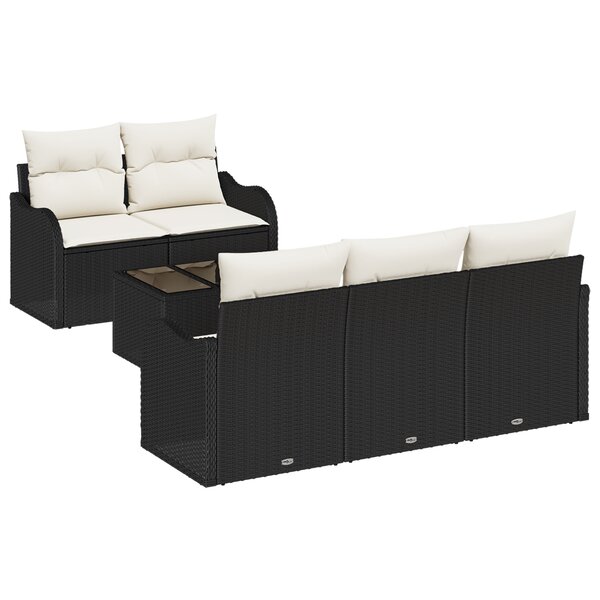 vidaXL Set de Canapés de Jardin 6 pièces avec Coussins Noir en Rattan Polyéthylène