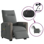 vidaXL Fauteuil inclinable de massage électrique Gris foncé Tissu