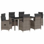 vidaXL Ensemble de repas extérieur 7 Pièces Gris clair et gris foncé
