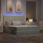 vidaXL Lit de rangement LED avec matelas Gris clair 180 x 200 cm