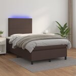 vidaXL Sommier à lattes de lit avec matelas et LED Marron 120x200 cm