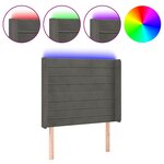 vidaXL Tête de lit à LED Gris foncé 103x16x118/128 cm Velours