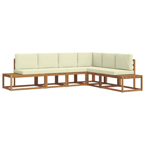 vidaXL 6 pc Ensemble de canapés d'extérieur Naturel et Crème