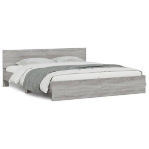 vidaXL Cadre de lit sans matelas sonoma gris 180x200 cm
