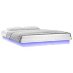vidaXL Cadre de lit à LED blanc 135x190 cm double bois massif