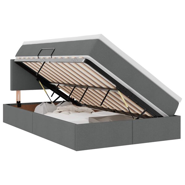 vidaXL Lit de rangement LED avec matelas Gris foncé 120 x 200 cm Tissu