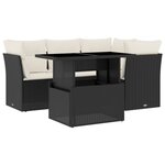 vidaXL Salon de jardin 5 Pièces avec coussins noir résine tressée