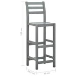 vidaXL Tabourets de bar lot de 4 gris bois d'acacia massif