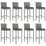 vidaXL Ensemble de bar de jardin 9 Pièces avec coussins gris poly rotin