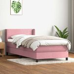 vidaXL Sommier à lattes de lit avec matelas rose 100x220 cm velours