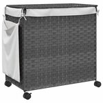 vidaXL Panier à linge avec roulettes gris 60x35x60 5 cm résine tressée