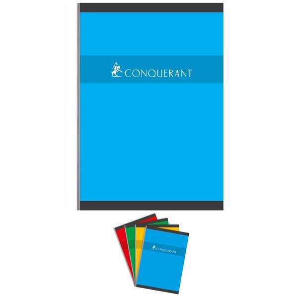 Cahier broché A4 192 pages 70g quadrillé 5x5 coloris aléatoires CONQUÉRANT