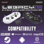 Manette Sans Fil - RetroBit Legacy 16 - Noire - Switch, PC, Steam, Raspberry Pi, SNES, Android