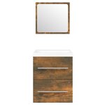 vidaXL Meuble lavabo avec bassin intégré Chêne fumé Bois d'ingénierie