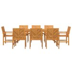 vidaXL Ensemble de salle à manger pour jardin 9 Pièces Marron
