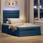 vidaXL Cadre de lit ottoman avec matelas bleu 120x190 cm tissu