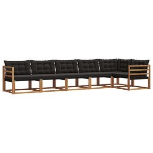 vidaXL Ensemble de canapés d'extérieur 6 pc Naturel et Noir
