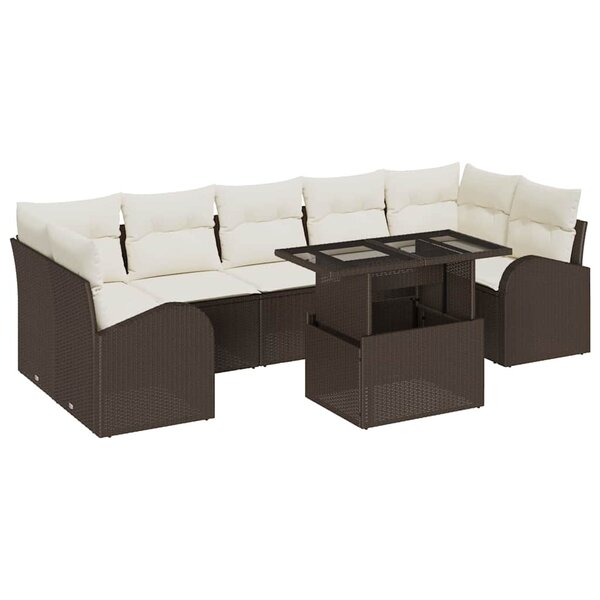 vidaXL Ensemble de canapé de jardin 8 Pièces Marron 100 x 55 x 73 cm