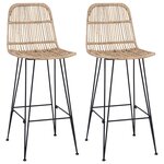 vidaXL Tabouret de bar 2 pc Naturel 44 x 55 x 109 cm Rattan et Acier