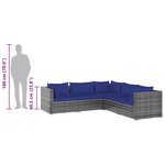 vidaXL Salon de jardin 5 Pièces avec coussins résine tressée gris