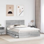 vidaXL Cadre de lit Gris Sonoma 150 x 200 cm Bois Ingénierie