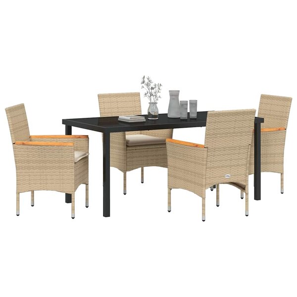 vidaXL Ensemble de salle à manger pour jardin 5 Pièces Beige polyrotin