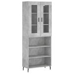 vidaXL Buffet haut Gris béton 69 5x34x180 cm Bois d'ingénierie