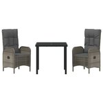 vidaXL Ensemble de salle à manger pour jardin 3 Pièces Gris polyrotin