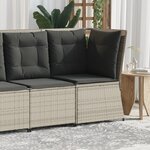 vidaXL Canapé d'angle de jardin et coussins gris clair résine tressée