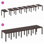 Ensemble Salle à Manger Jardin vidaXL 17 Pièces avec Coussins Marron Poly Rotin