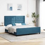 vidaXL Lit à ressorts avec tête de lit Bleu foncé 180 x 200 cm Velours
